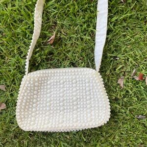 Elegant White Beaded Women's Bag